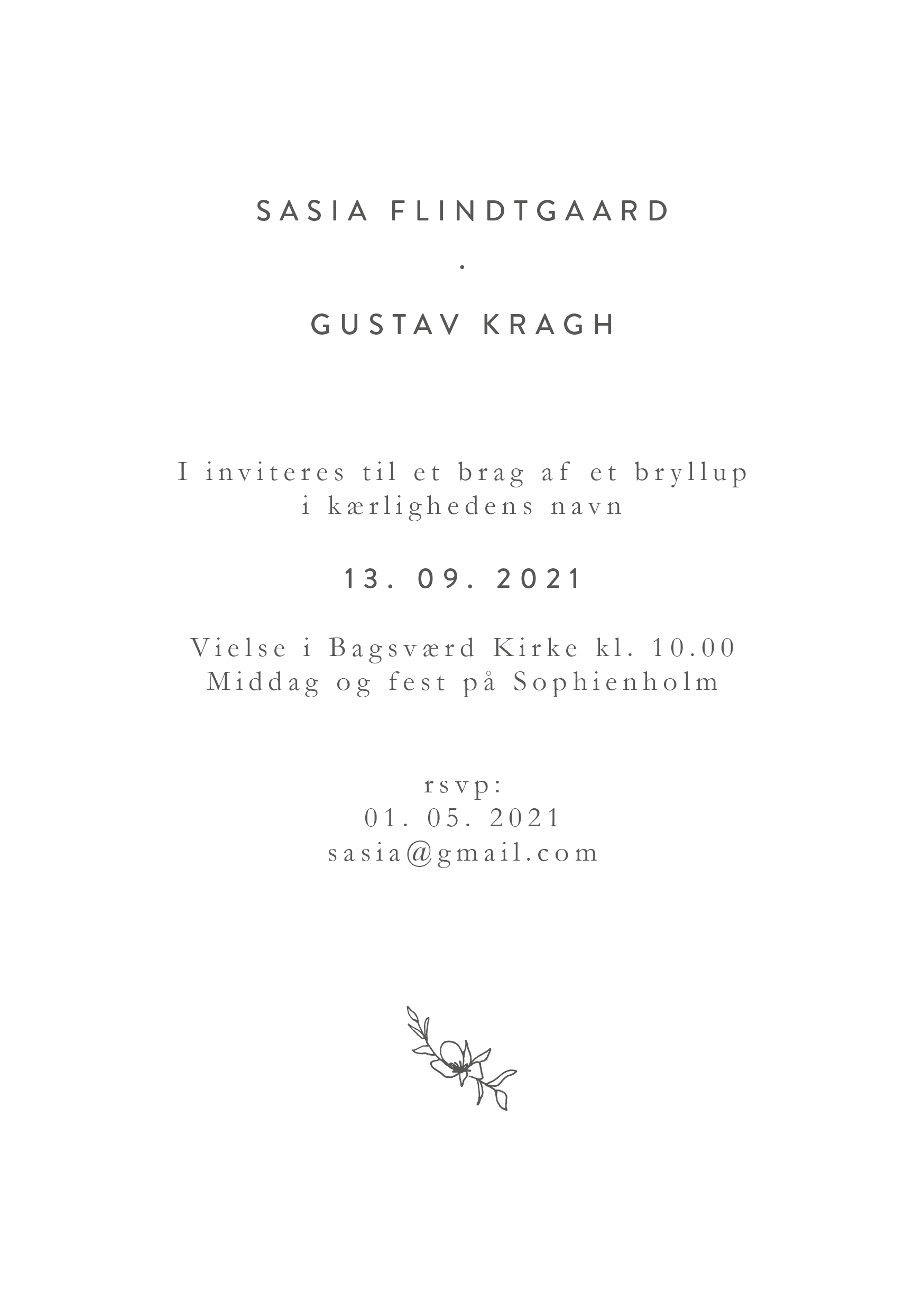 Invitationer - Sasia & Gustav
